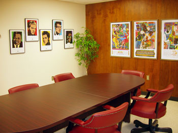 View of table and posters