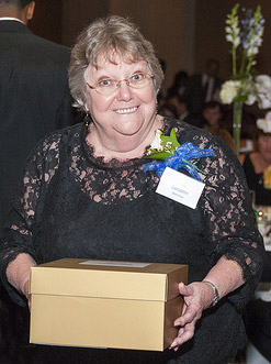 Jan Sherman receiving her commemorative gift