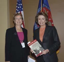 Pelosi with Dr Sherman’s book