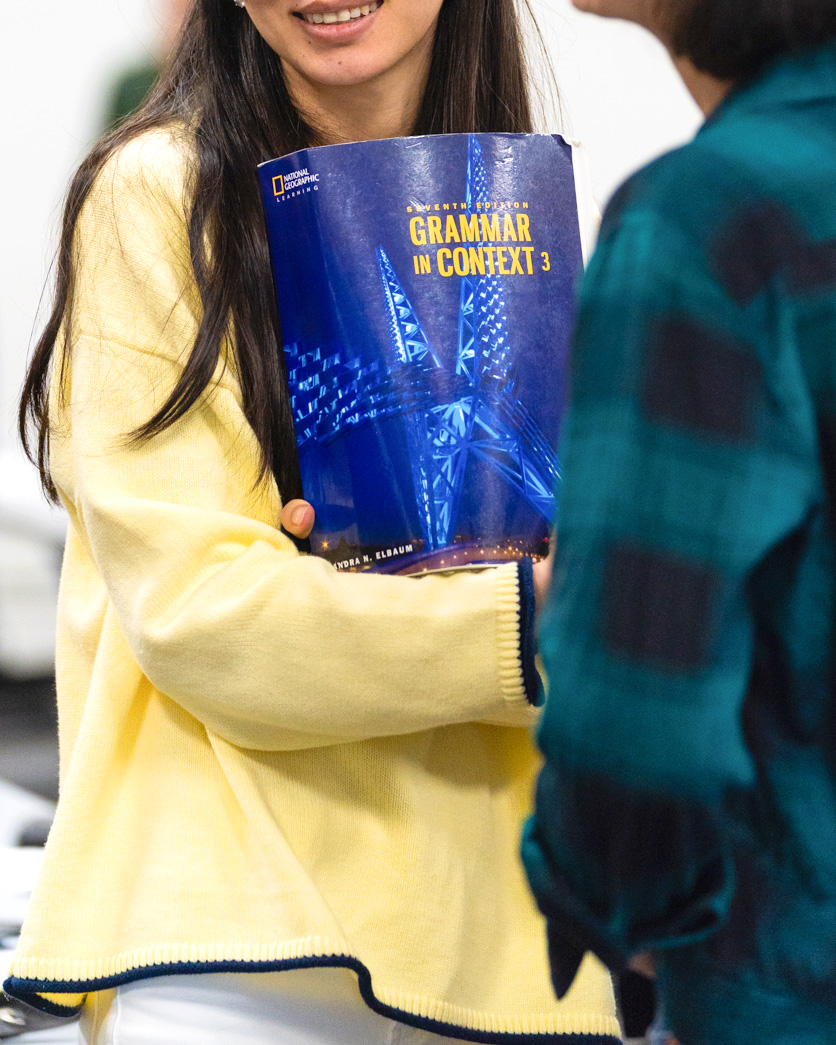student with textbook