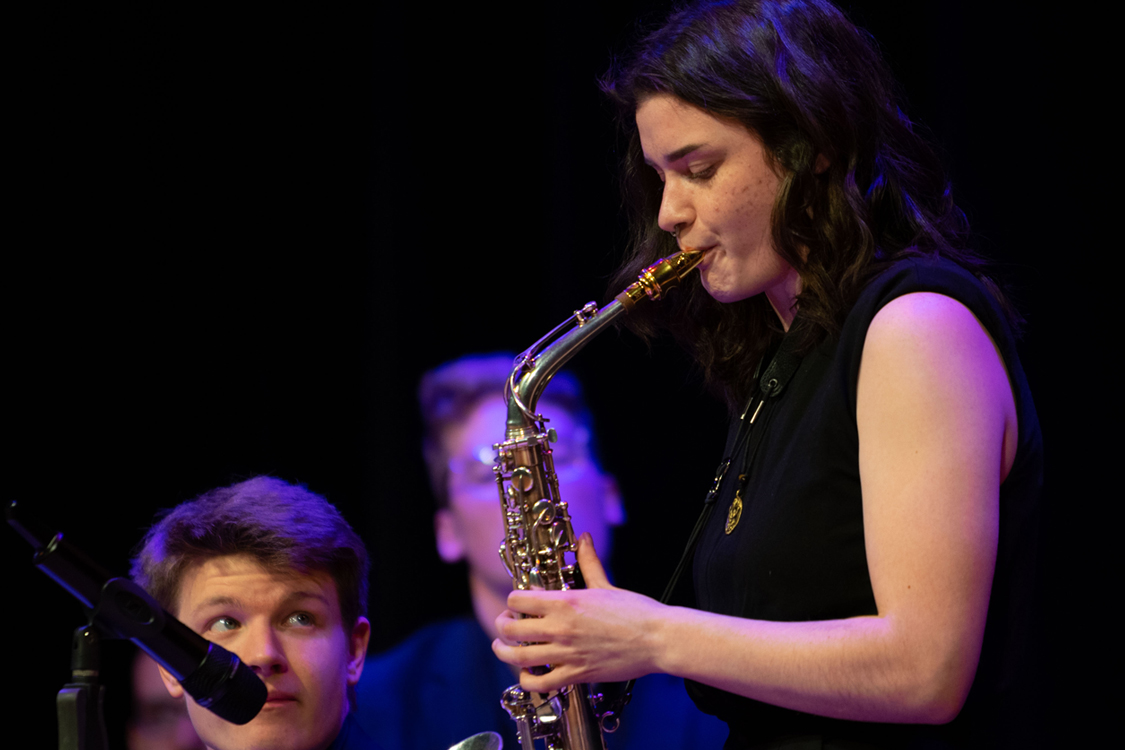 Student playing Saxaphone