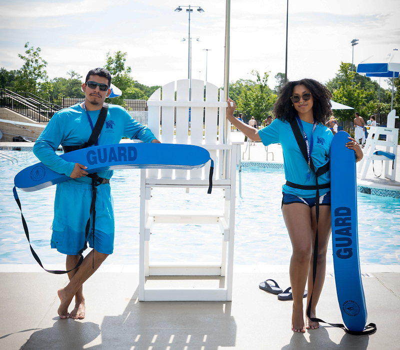 Lifeguards at pool