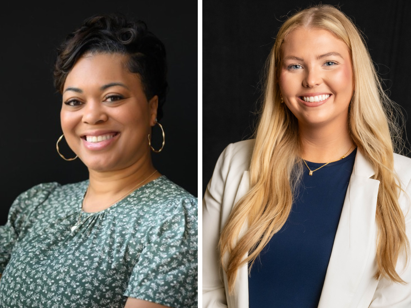 Side-by-side headshots of Robinson and Decker. Robinson (left) and Decker (right).