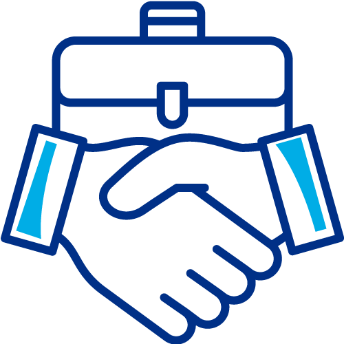 handshake with briefcase icon