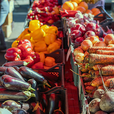 fresh vegetables in a local food market