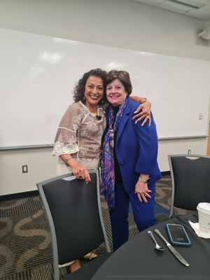 Dr. Kathy Tuberville congratulates Dorice Horenstein, Positive Intelligence Consultant, for a great workshop, Unlock The Power of You for women in the workforce