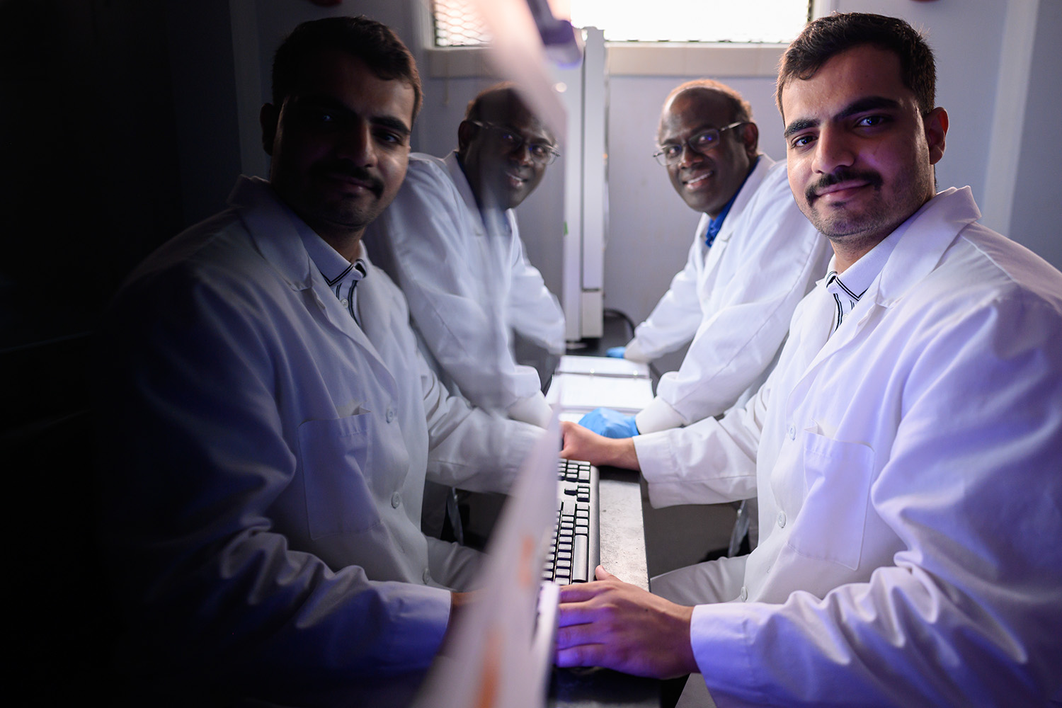 Grad students in lab