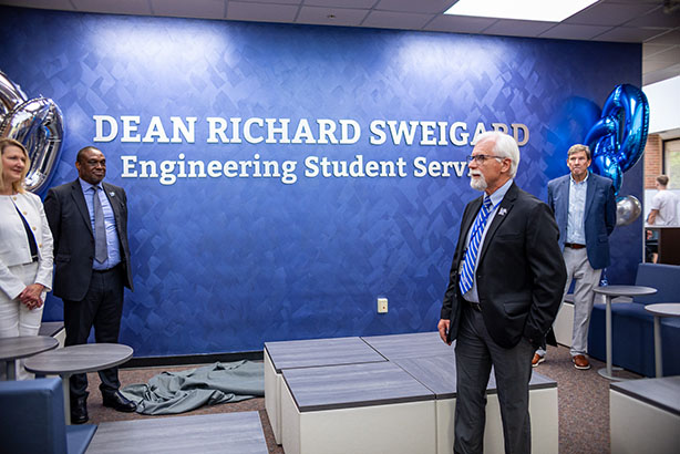 Dean Richard Sweigard lettering located on the 3rd floor of Engineering Administration