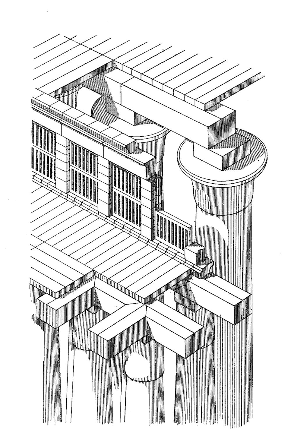 reconstruction drawing of the great temple of amun at karnak