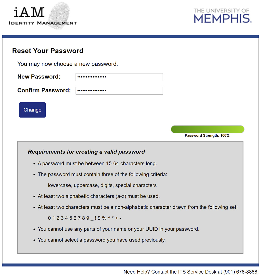 iAM Password Reset New Password
