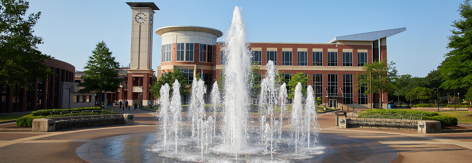 Front of the UofM University Center with Fountain in the Foreground