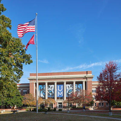 UofM campus photo with the Administration building in the background