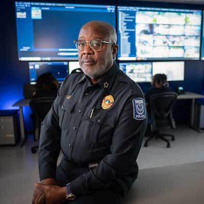 UofM Police Chief  Keith Humphrey in the new University Crime Information Center