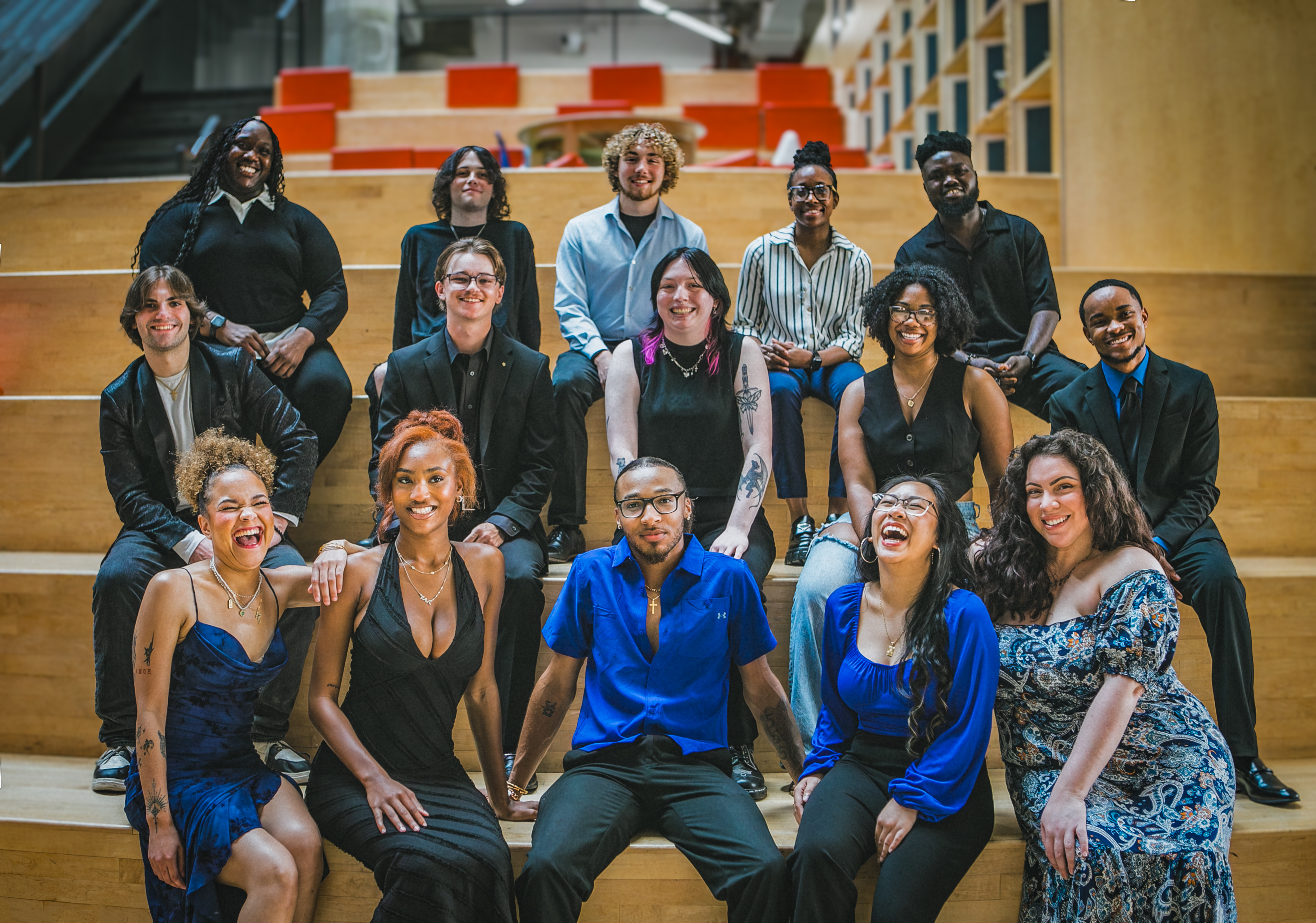 Student playing drums