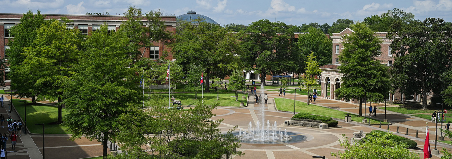 Manning Hall is located between the fountain and the library
