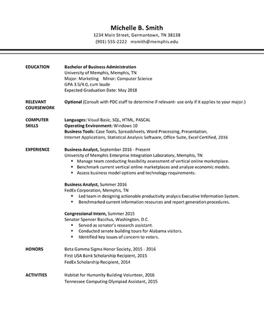 Résumé Template B - Professional Development Center - The University of ...