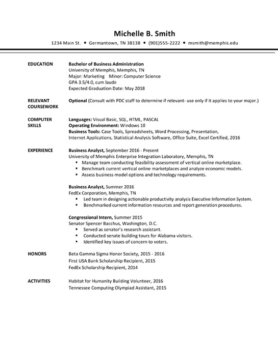 Résumé Template B - Professional Development Center - The University of ...