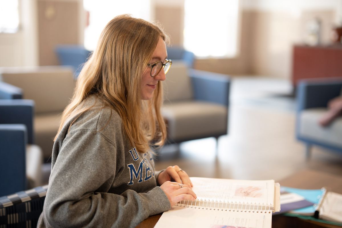 student reading