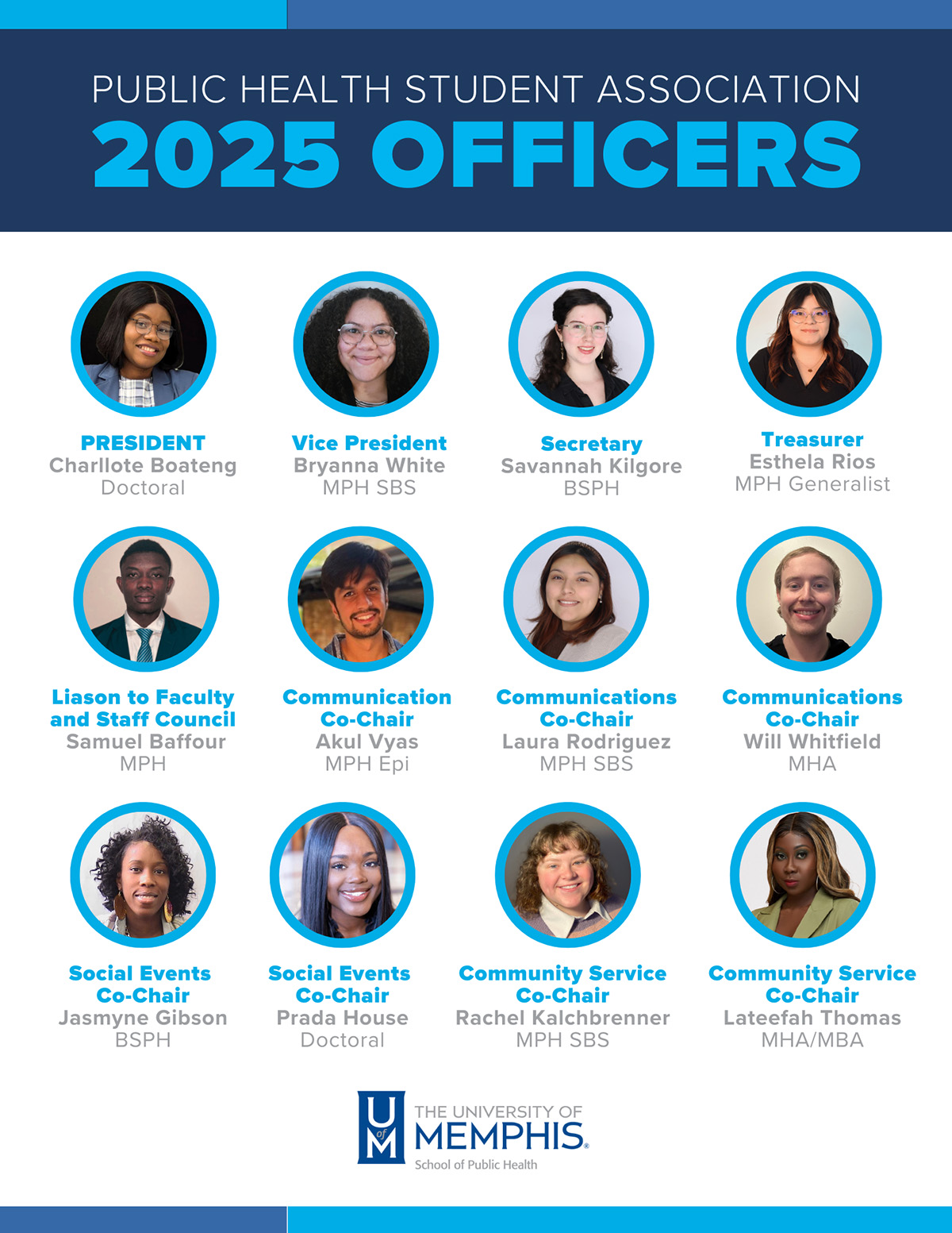 Headshots of 12 PHSA Officers of 2025