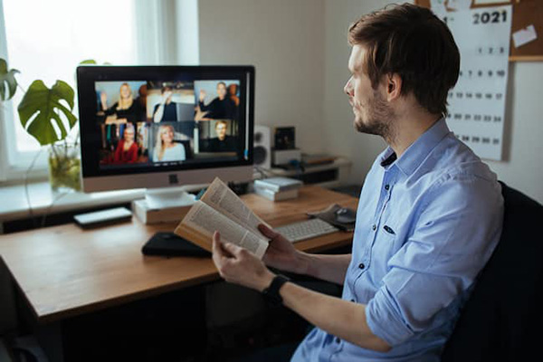 Alumni participating in an online book club