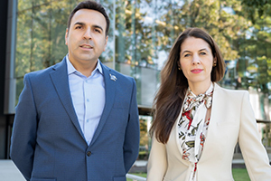 Dr. Maryam Karimi, associate professor in the School of Public Health, and Dr. Rouzbeh Nazari, chair and professor in the Department of Civil Engineering