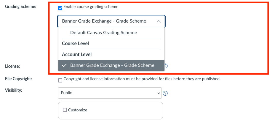 Image of selecting the Grade Scheme